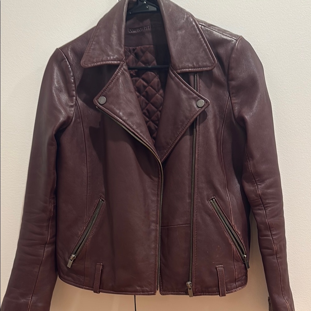 Women's Maroon/Brown Leather Jacket